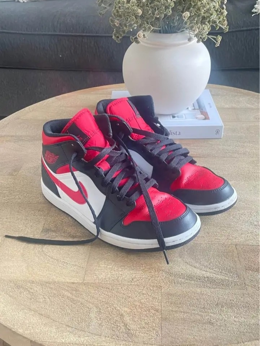 Nike High-Top Sneakers in Red, Black, White